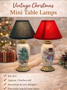 Vintage Christmas Mini Table Lamps Set